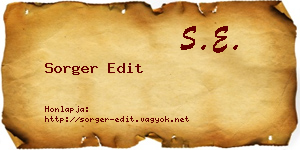 Sorger Edit névjegykártya